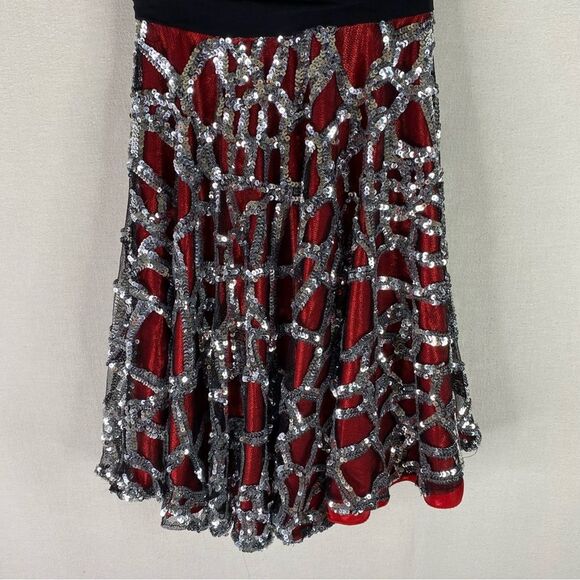 Dance Sophisticates Dress Red Black Silver Dance Wear Costume See Measurements - Picture 4 of 10